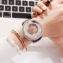Deffrun Diamonds Elegant Design Ladies Wrist Watch PU Leather Strap Quartz Watches