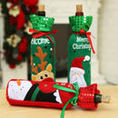Sequined Bottle Cover Bag Santa Claus Elk Snowman Christmas Table Decorations