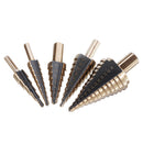 Drillpro 5pcs 4-35mm HSS Step Drill Bit Set Multiple Hole Metric Size with Aluminum Case