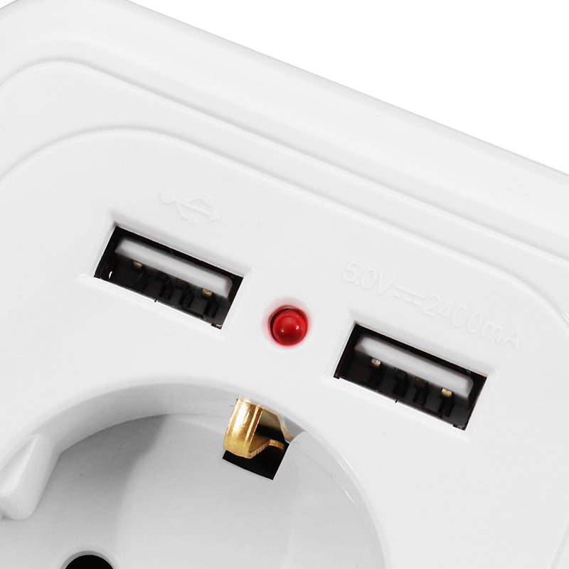 Excellway 250V 2.4A Dual USB Ports Wall Socket Switch Charger EU Plug Mount Power Adapter Outlet Panel