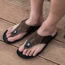 Men's Leather Rubber Sandals Slippers Waterproof Quick Drying Beach Bath Walking Slippers