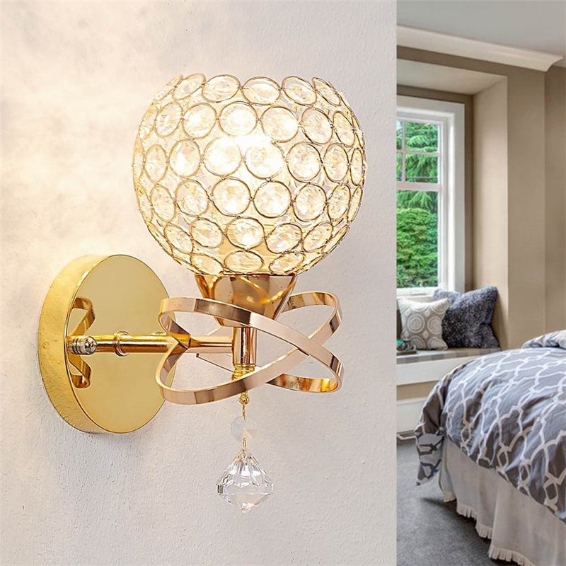 Single Head Silver/Golden Crystal Wall Light Lamp Fixture Sconce Bedroom Hallway Fitting