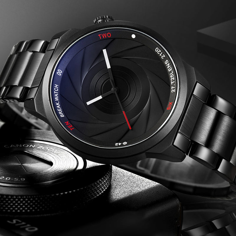 BREAK T25 Photography Themed Wrist Watch Stainless Steel Strap Quartz Watch