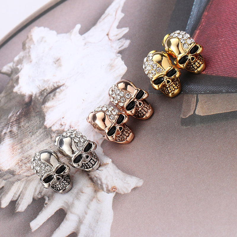 Punk Skull Head Ear Stud Rhinestone Earrings Wholesale for Men Women