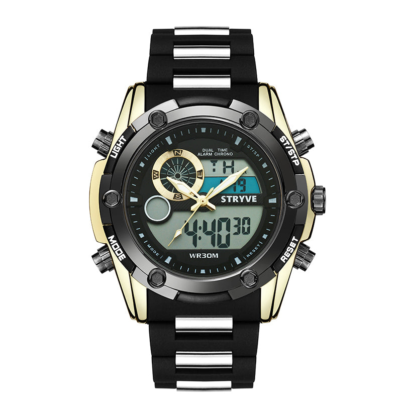 STRYVE S8006 Dual Display Digital Watch Chronograph Alarm Stopwatch Luminous Display Sport Watch