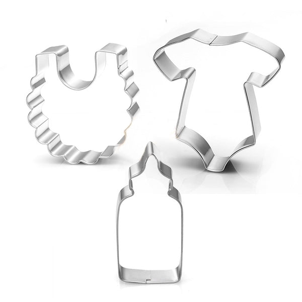 Stainless Steel Baking Mold Cookies Cutter Baby Clothes Bib Milk Bottle Cake Fondant Mold