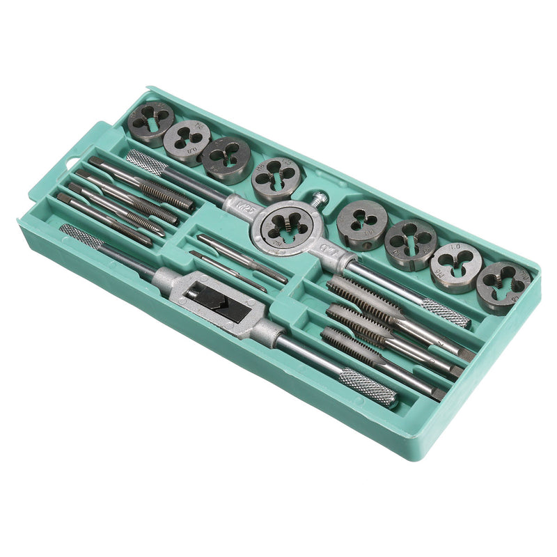 20pcs Metric Screw Tap Wrench and Die Pro Set M3-M12 Nut Bolt Alloy Metal Tool