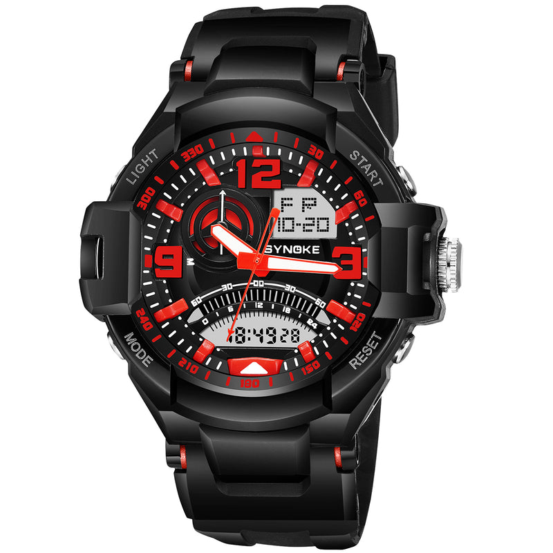 SYNOKE 9601 Men Fashion Luminous Dual Display Watch Waterproof Outdoor Sport Digital Watch