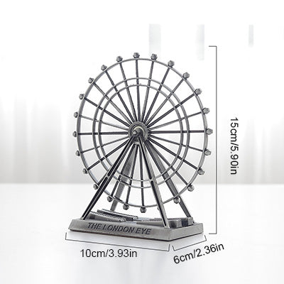 Retro Metal The London Eye Ferris Wheel Ornament England Building Home Office Creative Desktop Decorations Model Souvenirs Gifts