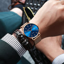 CRRJU 2161 Business Style Date Display Luxury Blue Dial Full Steel Strap Men Quartz Watch