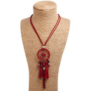 Ethnic Tassels Pendant Long Necklace Dream Net Velvet Chain Charm Necklace Vintage Jewelry for Women