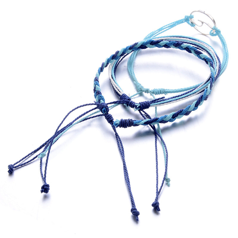 Bohemian Multilayer Bracelets A Set of Wax Rope Hollow Geometric Bracelet Ethnic jewelry