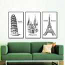 Miico ALTB-A Hand Painted Three Combination Decorative Paintings Architecture Wall Art For Home Decoration