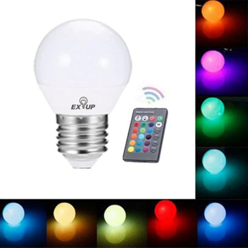EXUP AC85-265V 5W G45 E27 RGB LED Globe Light Bulb + 24Keys Remote Control for Home Living Room Decoration