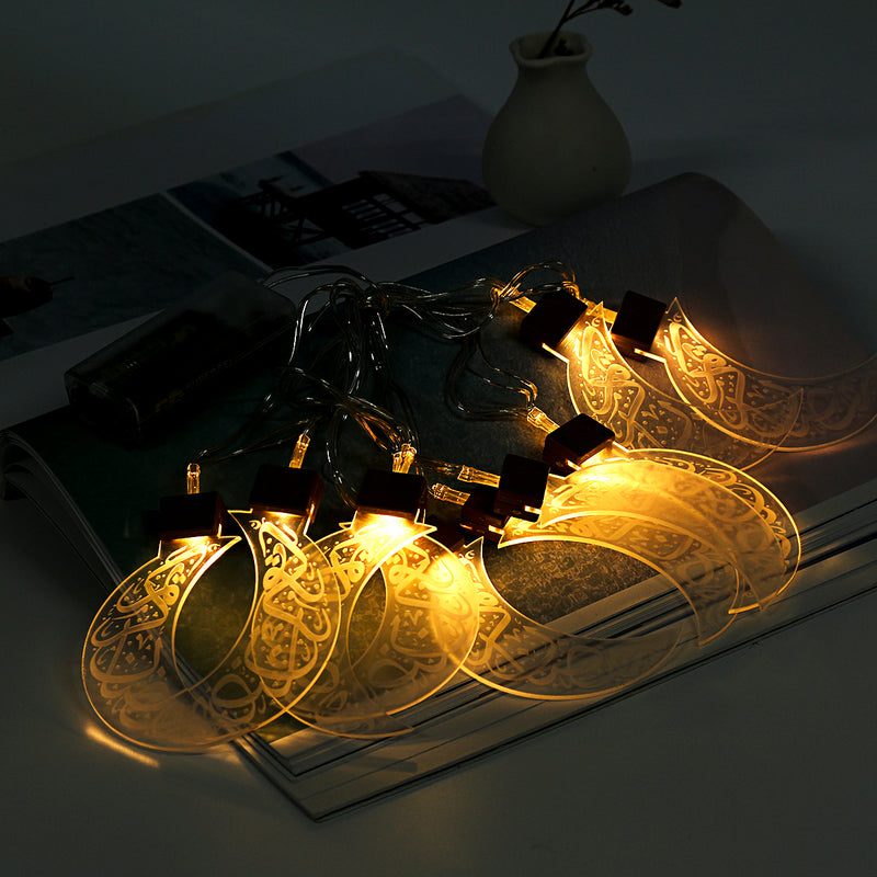 Waterproof LED String Light Ramadan Heart Moon Pendant Lamp Decor