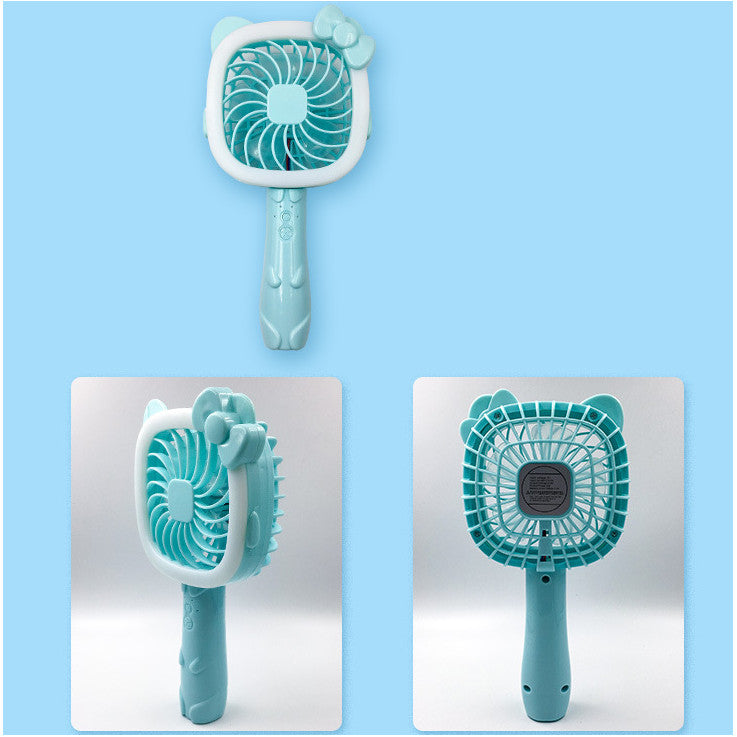 2 in 1 U16 2Modes USB Rechargeable Kitty & Mickey Mini LED Fan TableLight Portable Flashlight