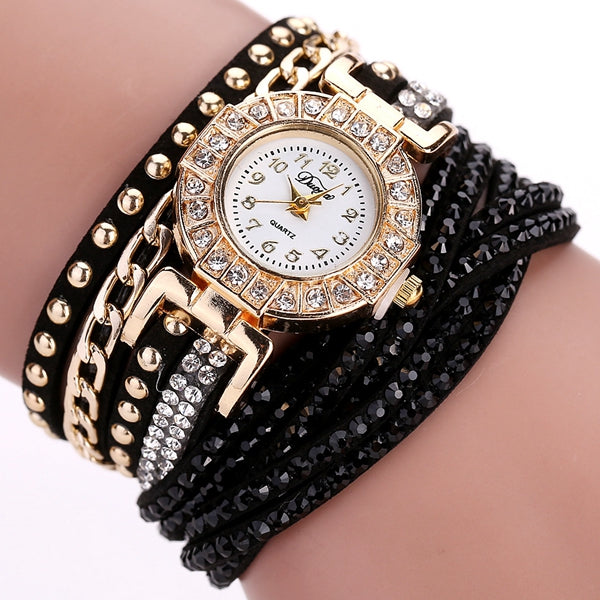 DUOYA Luxury Nation Style  Crystal Gold Bracelet Watch Ladies Vintage Quartz Wirstwatches