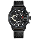 NAVIFORCE 9068 Waterproof Calendar Men Wrist Watch Casual Genuine Leather Strap Quartz Watch