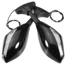 Pair Motorcycle LED Arrow Turn Signal Rear View Mirrors For Honda/Suzuki/Kawasaki/Yamaha