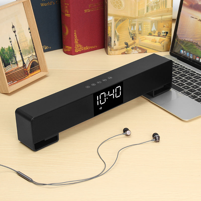 Wireless bluetooth 4.2 Speaker 4 10W Sound Bar FM LCD Screen Clock Setting Home Theater