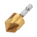 Drillpro 3pcs/Set 5 Flutes 90 Dgree Chamfer Cutter 1/4" Shank 12/16/19mm Countersink Drill Bit Kit