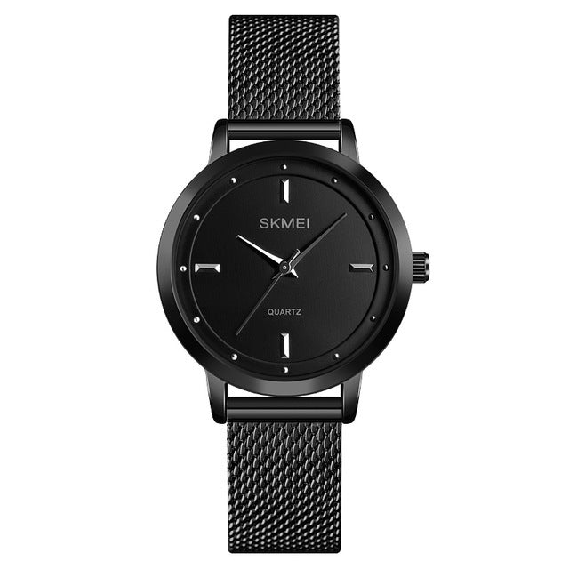 SKEMI 1528 Stainless Steel Strap Casual Style Waterproof Fashion Women Wristwatches Quartz Watch