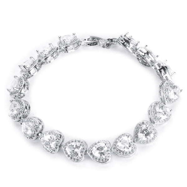 Platinum Classic Heart Micro Zircon Bracelet Fine Jewelry for Women