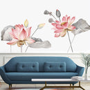 Lotus Flower Wall Poster Vinyl Wall Sticker Removable Room Home Decor Chinese Style