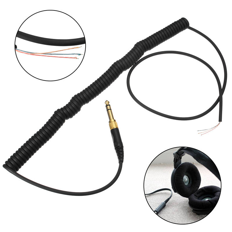 Black Stretchable Headphone Spring Wire 3.5mm Cable for Headset Beyerdynamic DT 770 990