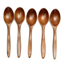 5Pcs Wooden Cooking Kitchen Utensil Coffee Tea Ice Cream Soup Caterin Spoon Tool