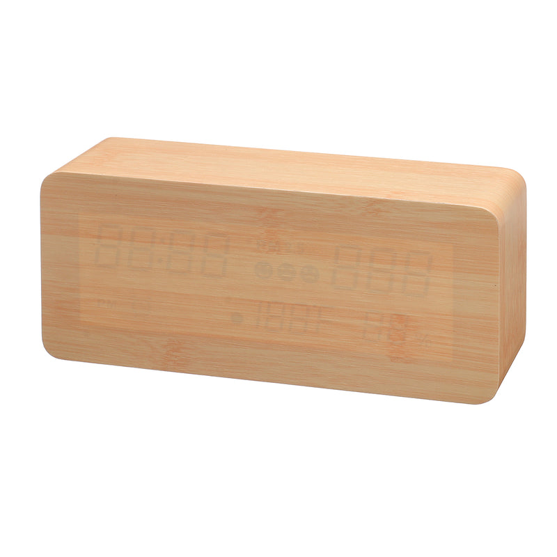 Wooden LED PM2.5 Air Detector Digital Alarm Clock Calendar Temperature Humidity Air Quality Tester