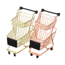 Children Mini Metal Shopping Trolley Kids Pretend Role Play Desktop Organizer Toy
