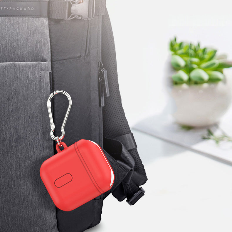 TOTU Anti-Dust Soft Silicone Wireless Bluetooth Earphone Storage Protective Case with Hook for AirPods 2 / AirPods 1