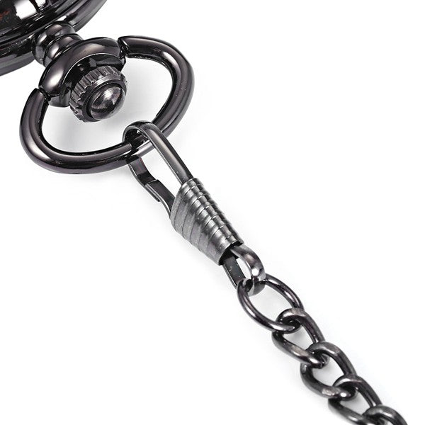 JIJIA JX017 Self-wind Mechanical Chain Black Alloy Case Pocket Watch