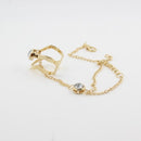 Fashion Chain Bracelets Hollow Geometric Rhinestone Bracelet Together with Ring Jewelry for Women