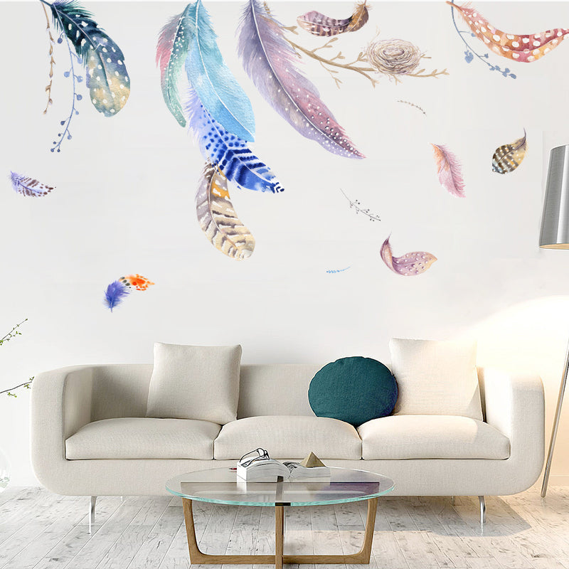 Miico FX82020 2 PCS Feather Decorative Sticker Sofa Background Wall Sticker DIY Sticker