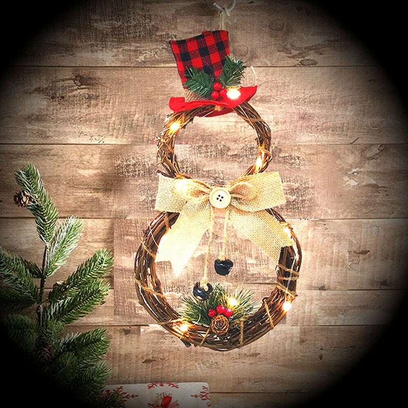 Christmas LED Wreath Garland Ornament Hanging Xmas Party Door Wall Home Decorations