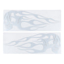 2pcs 13.5x5inch Universal Motorcycle Gas Tank Flames Skull Badge Decal Sticker
