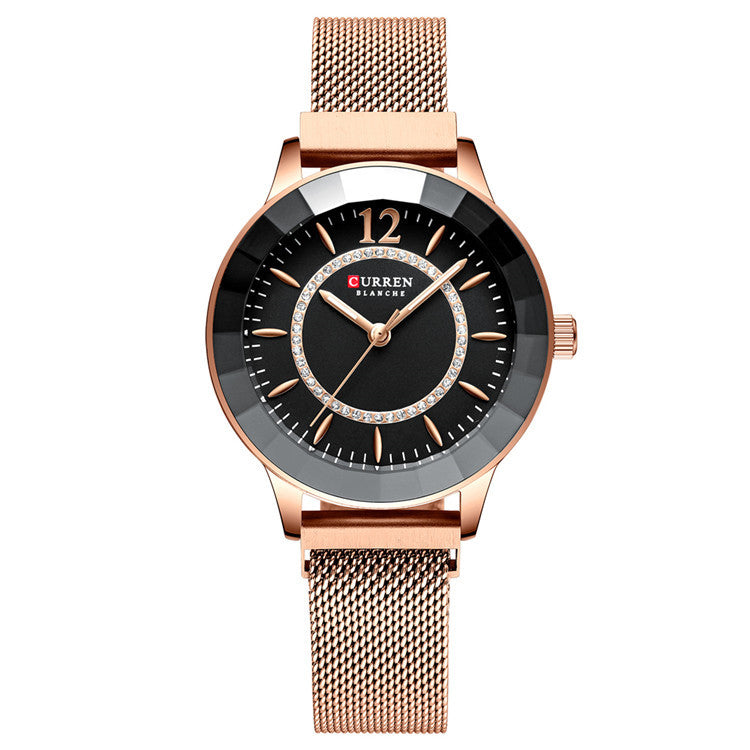 CURREN 9066 Rhinestone Fashionable Women Wrist Watch Luminous Display Quartz Watch