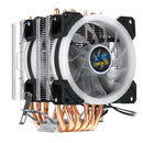 Aurora Colorful Backlit 3Pin 2 Fans 6 Copper Tube Dual Tower CPU  Cooling Fan Cooler Heatsink for Intel AMD