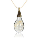 Retro Vintage Dry Flower Light Bulb Pendant Chain Necklacee