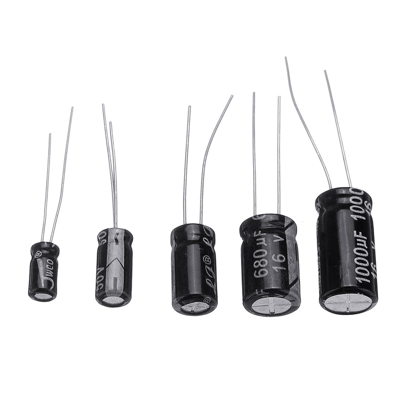 550pcs 24 Values 16V/25V/35/50V (0.1uF To 2200uF) Mix Electrolytic Capacitor Assorted Kit With Storage Box