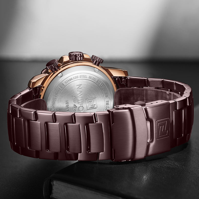 NAVIFORCE NF9174 Military Style Full Steel Men Wrist Watch Calendar Waterproof Quartz Watch