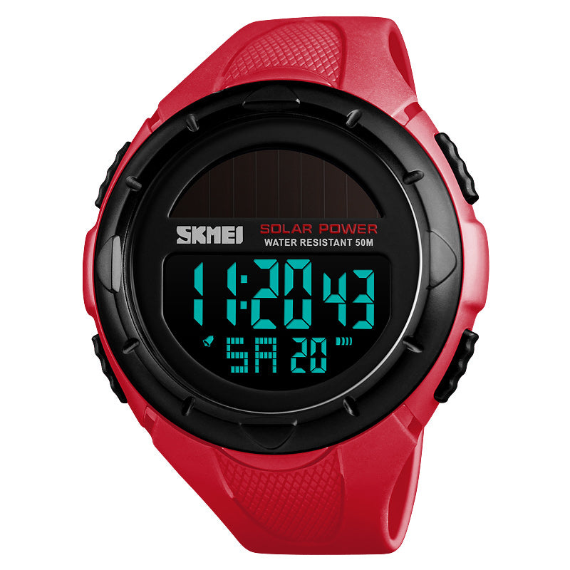 SKMEI 1405 Solar Power Digital Watch Stopwatch Luminous Display Alarm Calendar Outdoor Sport Watch