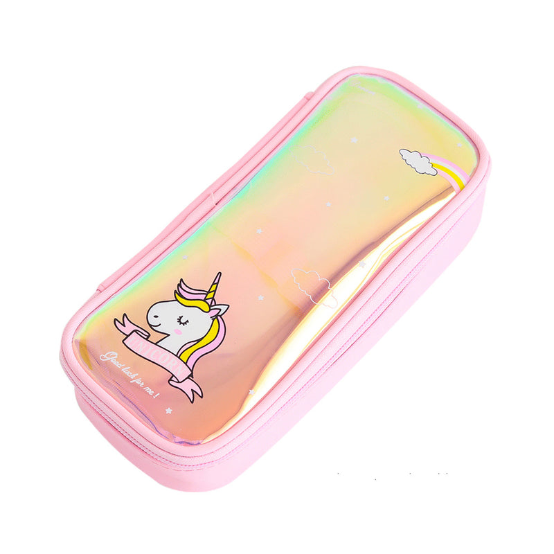 1 Piece Unicorn Laser Surface Pencil Case Box Makeup Bag Storage Pouch Purse Supply Cosmetic School Students Stationery