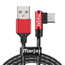 Marjay 2.4A Micro USB Type-C 90 Degree Elbow Fast Charging Data Cable For Huawei P30 Pro Xiaomi Mi9  Redmi 7A Redmi 6Pro OUKITEL Y4800 S10+ Note10