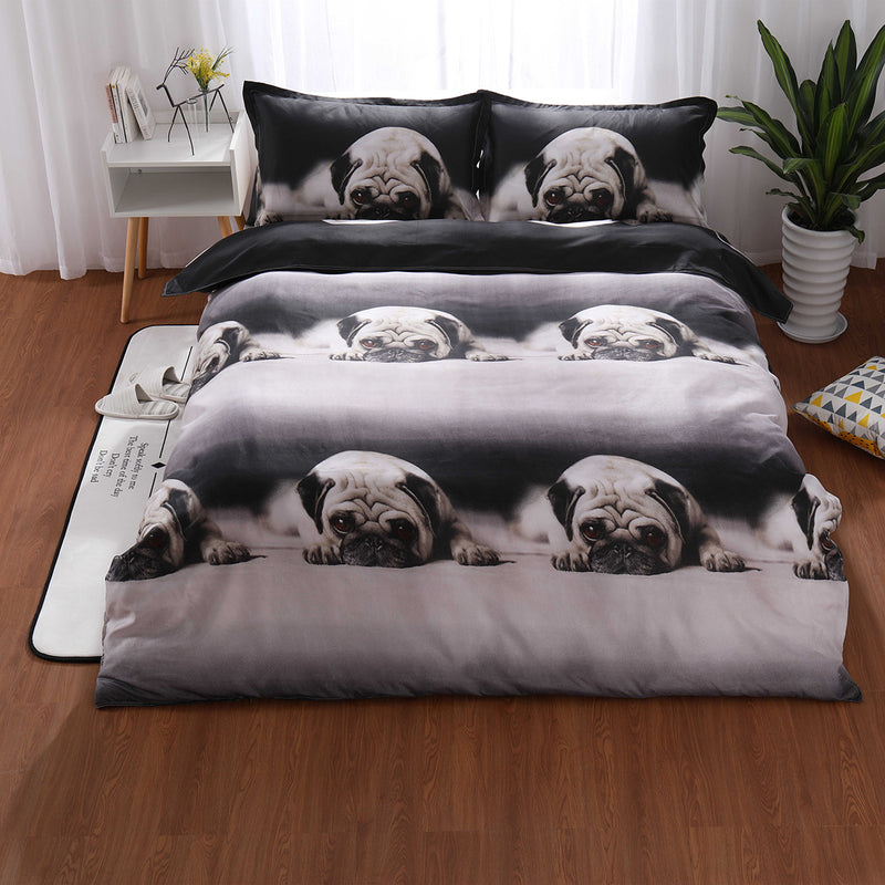 3 PCS Bedding Sets 3D Animal Lovely Dog Printing Quilt Cover Pillowcase For Full Size