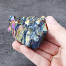 Purple Rainbow Aura Quartz Natural Point Cluster Gemstone Crystal Home Decorations
