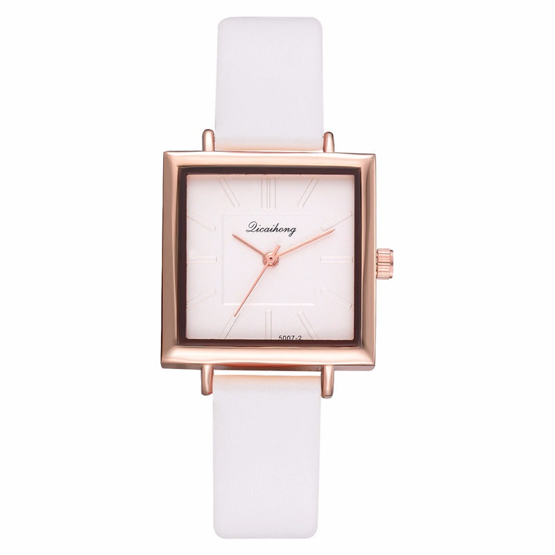 Simple Square Dial PU Leather Strap Women Fashion Ladies Dress Bracelet Quartz Watch
