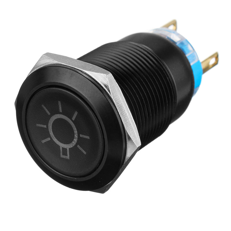 19MM Push Button Switch 12V LED Self Lock Switch IP65 Waterproof Metal On-Off Switch